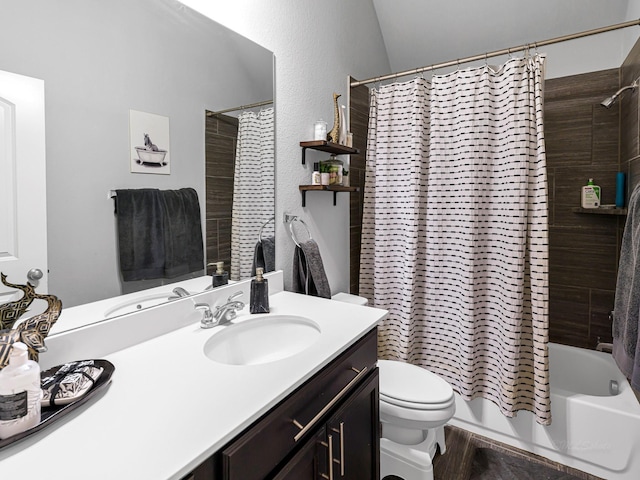 4006 Trento Ct, Katy, TX 77493 - full bath with vanity, shower / tub combo, a textured wall, and wood finished floors