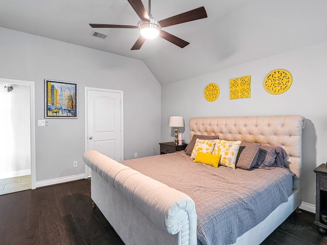 4006 Trento Ct, Katy, TX 77493 - bedroom featuring vaulted ceiling, dark wood finished floors, and ceiling fan