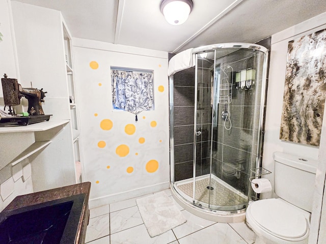 1309 55th St, Galveston, TX 77551 - bathroom with a shower stall and marble finish floors