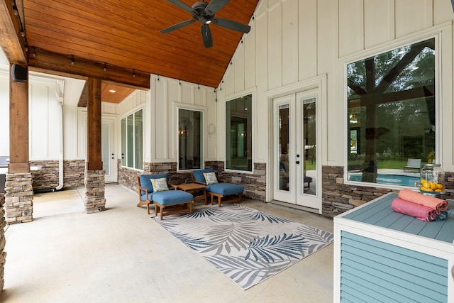 27647 N Salado Ct, Splendora, TX 77372 - view of patio / terrace featuring french doors and ceiling fan