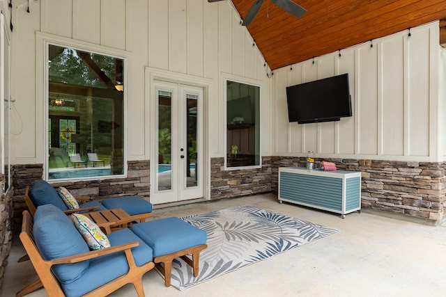 27647 N Salado Ct, Splendora, TX 77372 - view of patio / terrace with french doors and a ceiling fan