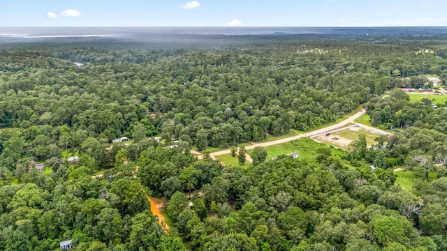 125 James Blvd, Livingston, TX 77351 - aerial view of property and surrounding area featuring a heavily wooded area