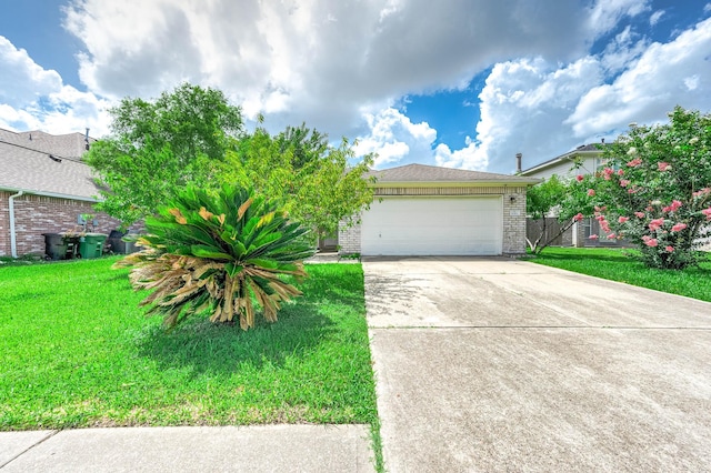 9911 Pierre Ct, Houston, TX 77089 - view of property hidden behind natural elements featuring brick siding, concrete driveway, and an attached garage