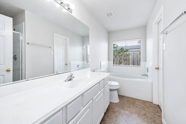 9911 Pierre Ct, Houston, TX 77089 - bathroom featuring vanity, a bath, and a shower with door