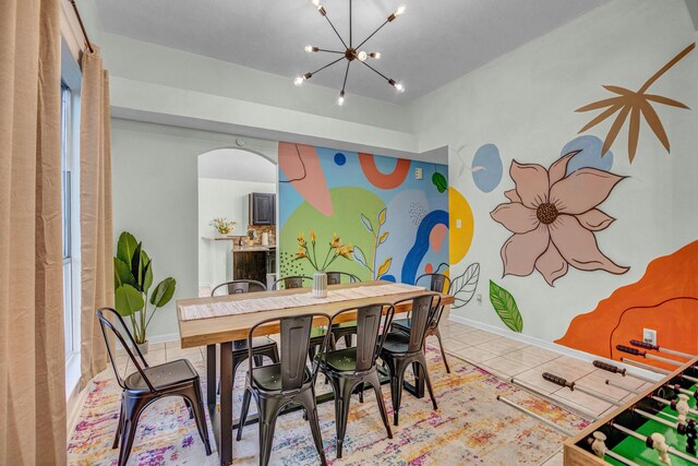 8222 Viny Ridge Dr, Houston, TX 77083 - dining room with a chandelier and tile patterned floors