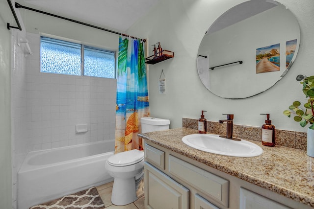 8222 Viny Ridge Dr, Houston, TX 77083 - full bath featuring vanity, shower / bath combination with curtain, and tile patterned flooring