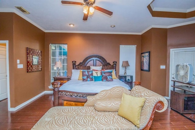 6242 Agassi Ace Ct, Spring, TX 77379 - bedroom featuring wood finished floors, ornamental molding, ceiling fan, and recessed lighting