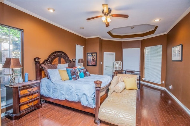 6242 Agassi Ace Ct, Spring, TX 77379 - bedroom with wood finished floors, ornamental molding, and ceiling fan