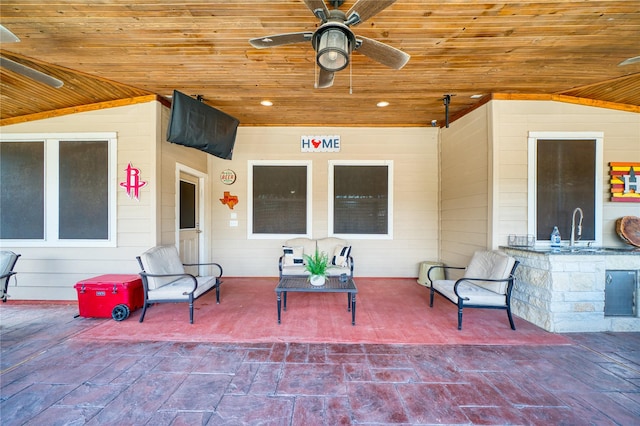 4719 Echo Bay Dr, Baytown, TX 77523 - view of patio / terrace featuring a ceiling fan and a sink