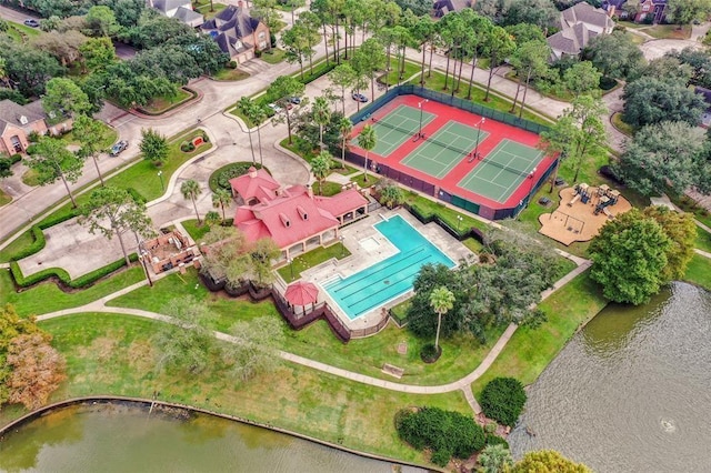 13418 Pristine Park Dr, Houston, TX 77041 - aerial view of a pool area and a large body of water