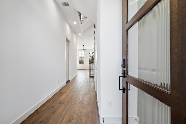 1706 Sedola Ln, Houston, TX 77055 - hall featuring wood-type flooring and recessed lighting