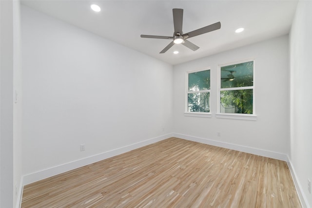 2109 Holman, Houston, TX 77004 - empty room with light wood finished floors, recessed lighting, and a ceiling fan