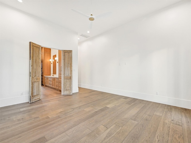430 81st St, Galveston, TX 77554 - spare room featuring light wood-style floors, recessed lighting, and ceiling fan