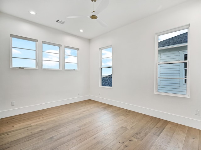 430 81st St, Galveston, TX 77554 - spare room with plenty of natural light, light wood-type flooring, ceiling fan, and recessed lighting