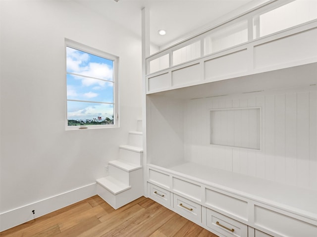 430 81st St, Galveston, TX 77554 - mudroom featuring light wood finished floors and recessed lighting