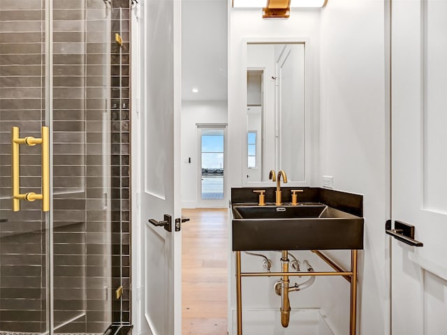 430 81st St, Galveston, TX 77554 - full bath featuring wood finished floors and recessed lighting