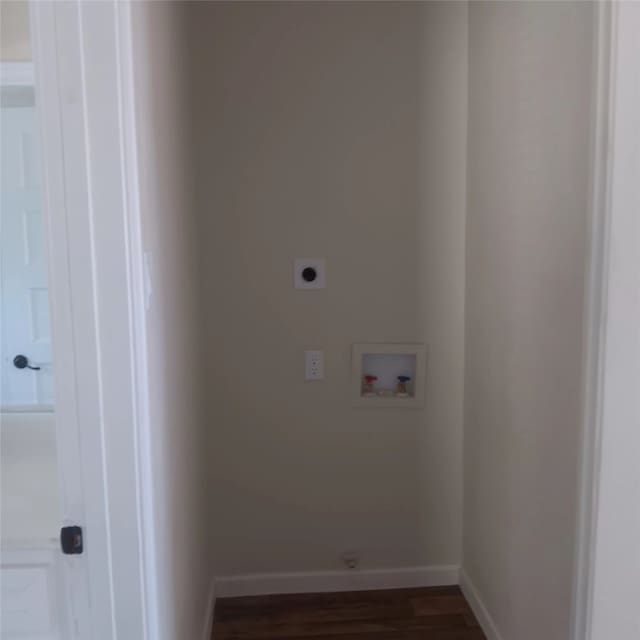 7924 Elvera St, Houston, TX 77012 - laundry room with hookup for an electric dryer, hookup for a washing machine, and dark wood-style flooring