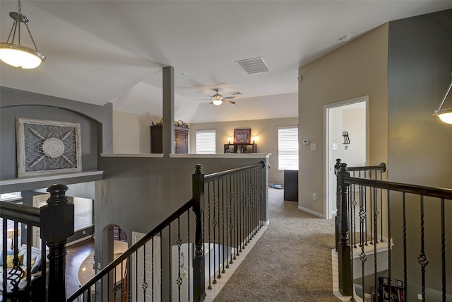 7026 Peper Crest Ln, Tomball, TX 77379 - corridor with an upstairs landing and carpet floors