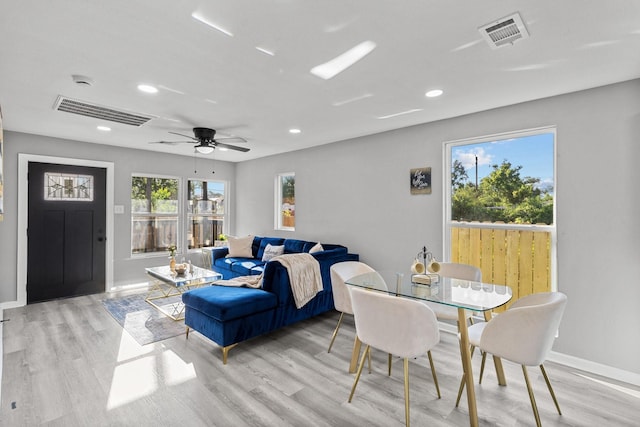 6810 Cohn St, Houston, TX 77091 - dining room with light wood-style floors, recessed lighting, and a ceiling fan
