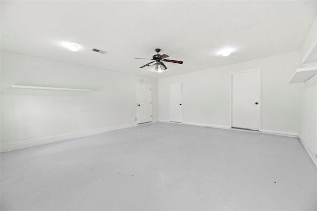 12211 Pine Knoll Dr, Houston, TX 77099 - garage featuring baseboards and ceiling fan