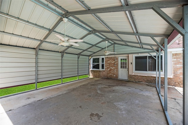 12211 Pine Knoll Dr, Houston, TX 77099 - garage featuring ceiling fan and a carport