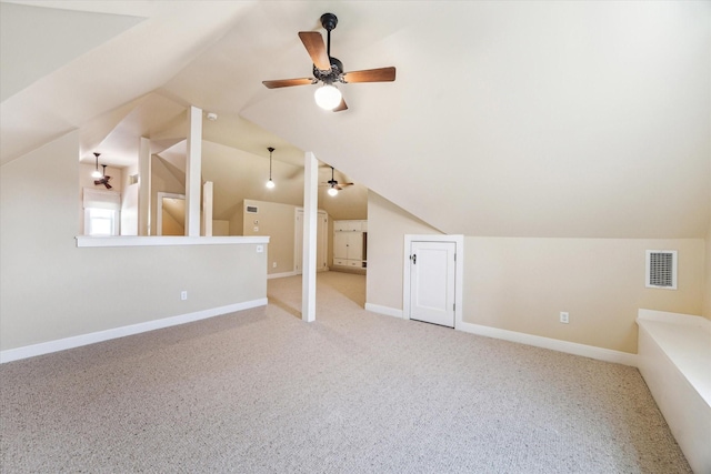1731 Marshall St, Houston, TX 77098 - bonus room featuring a ceiling fan, carpet flooring, and vaulted ceiling