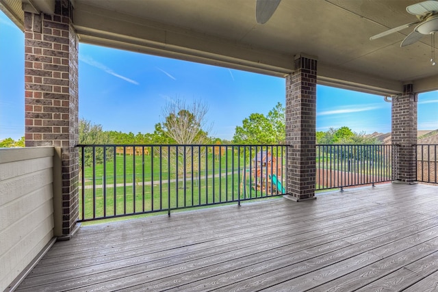 20210 Mariposa Blue Ln, Cypress, TX 77433 - wooden terrace featuring a ceiling fan