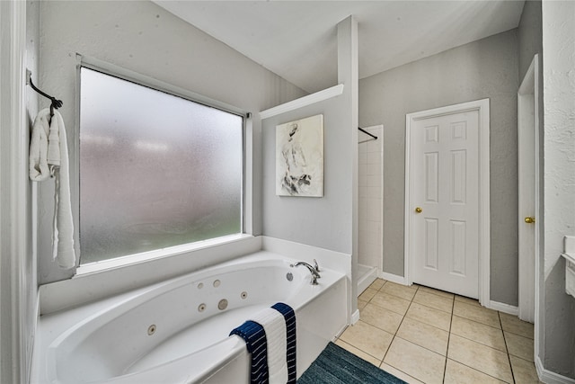 22406 Cascade Springs Dr, Katy, TX 77494 - full bathroom featuring a whirlpool tub, tile patterned floors, and a shower