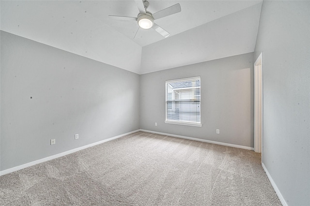 22406 Cascade Springs Dr, Katy, TX 77494 - spare room featuring carpet floors, vaulted ceiling, and a ceiling fan