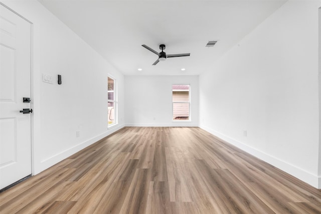 3112 Hays St, Pasadena, TX 77503 - spare room with plenty of natural light, ceiling fan, light wood finished floors, and recessed lighting