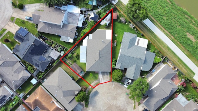 6643 Briar Glade Dr, Houston, TX 77072 - aerial perspective of suburban area with property parcel outlined