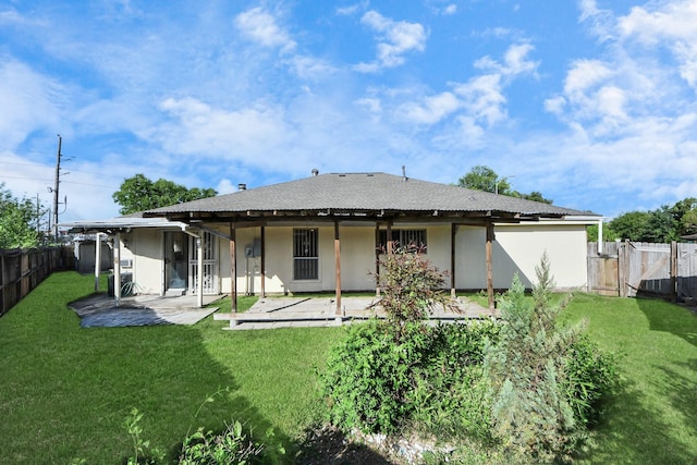 6643 Briar Glade Dr, Houston, TX 77072 - rear view of house with a patio area, a fenced backyard, stucco siding, and a gate
