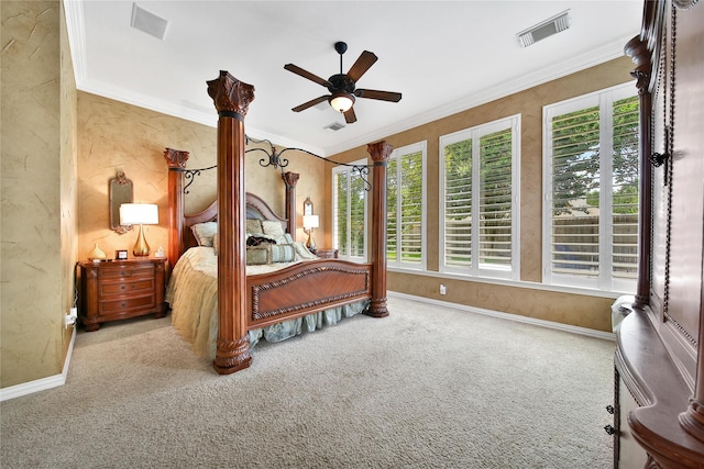 23815 Enchanted Xing, Katy, TX 77494 - carpeted bedroom featuring ornamental molding and ceiling fan