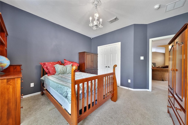 23815 Enchanted Xing, Katy, TX 77494 - bedroom featuring carpet, a chandelier, and a closet
