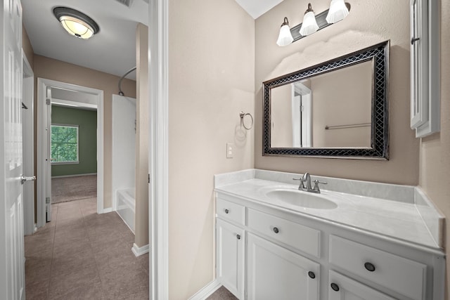 1808 Brookside Dr, Friendswood, TX 77546 - bathroom featuring vanity, shower / bath combination, and tile patterned floors