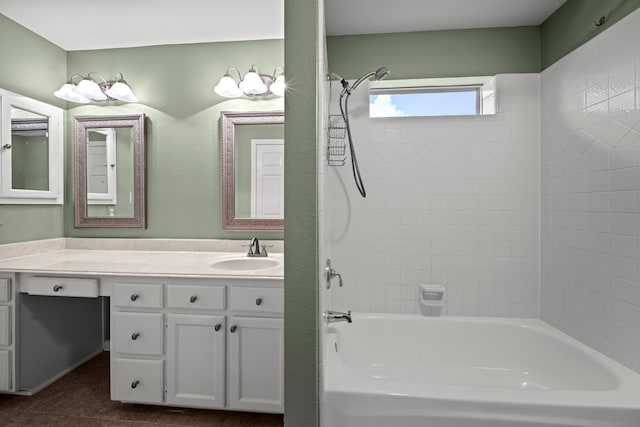 1808 Brookside Dr, Friendswood, TX 77546 - full bath featuring vanity, shower / bath combination, and tile patterned floors