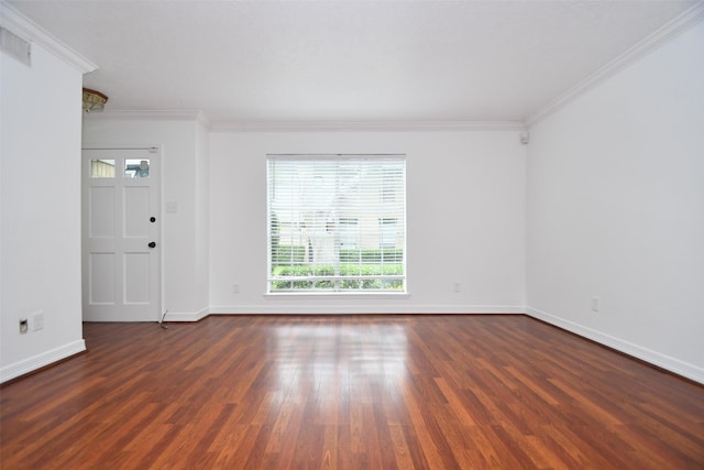 10018 Knoboak Dr Unit 21, Houston, TX 77080 - empty room with dark wood-style flooring and crown molding