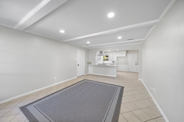 21710 Rotherham Dr, Spring, TX 77388 - unfurnished living room featuring light tile patterned floors and recessed lighting