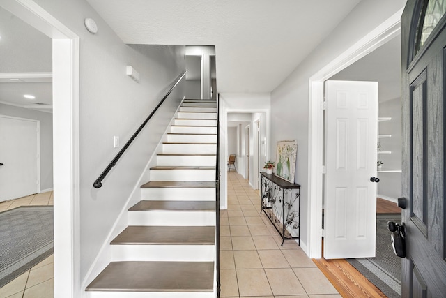 21710 Rotherham Dr, Spring, TX 77388 - stairs with tile patterned floors