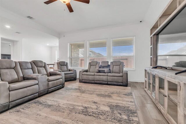 505 Ozark Ct, League City, TX 77573 - living room featuring wood finished floors and ceiling fan