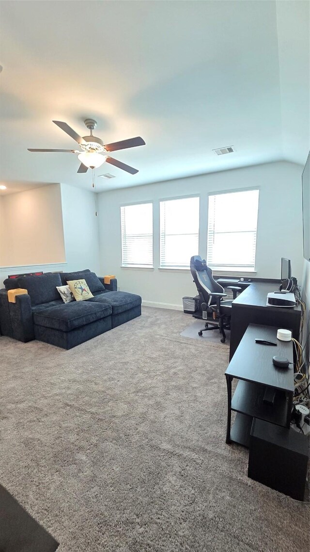 505 Ozark Ct, League City, TX 77573 - carpeted office featuring a ceiling fan and baseboards