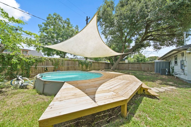 5411 Meadow Creek Ln, Houston, TX 77017 - view of pool featuring a fenced backyard and a deck