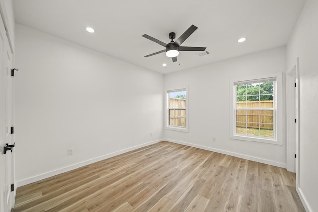 6206 Lyndhurst Dr, Houston, TX 77087 - spare room featuring light wood finished floors, ceiling fan, and recessed lighting