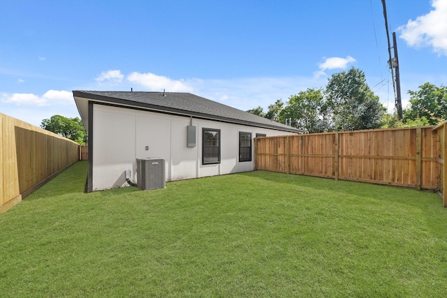 6206 Lyndhurst Dr, Houston, TX 77087 - back of property with a fenced backyard, stucco siding, and a shingled roof
