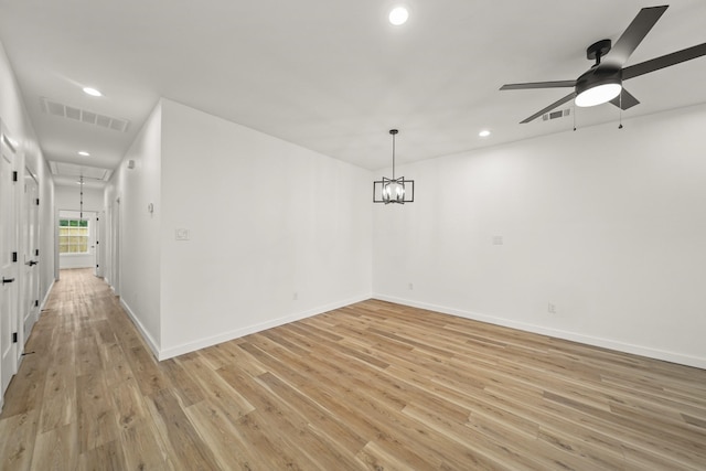 6206 Lyndhurst Dr, Houston, TX 77087 - unfurnished room with recessed lighting, light wood finished floors, attic access, and a ceiling fan
