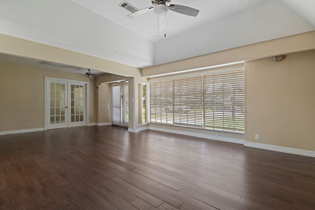 8631 Alcott Dr, Houston, TX 77080 - spare room featuring ceiling fan, french doors, and wood finished floors