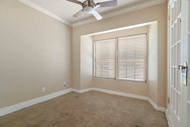 8631 Alcott Dr, Houston, TX 77080 - carpeted spare room featuring ornamental molding and ceiling fan
