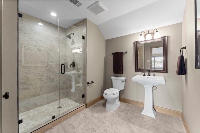 12218 Johns Enterprise Ct, Cypress, TX 77433 - full bath featuring a shower stall and vaulted ceiling