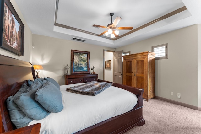 12218 Johns Enterprise Ct, Cypress, TX 77433 - bedroom featuring a raised ceiling, carpet, and ceiling fan