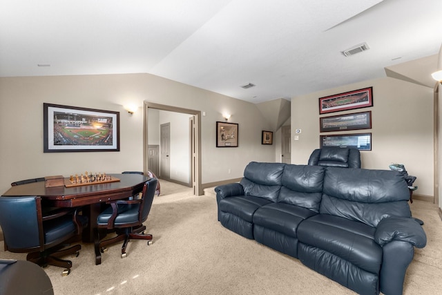 12218 Johns Enterprise Ct, Cypress, TX 77433 - carpeted living area featuring vaulted ceiling and a desk